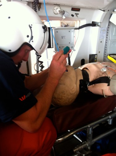 Patient is fully supine. Experts advocate "ear to sternal angle" but in our traditional position of supine you'll note that the ear is NOT at the sternal angle! 