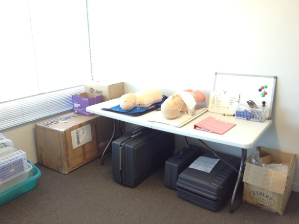 Sim Lab: airway task trainers...clearly needing a cric to be performed! 