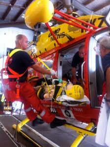 Stretcher winch simulation in action. 