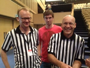 Immediately after we came 2nd...my disappointment in the refs was captured! All in good fun. 