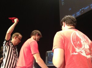 The ref with the flag in the air as I completed a lung exam. Once the red flag dropped I could move on to a different view